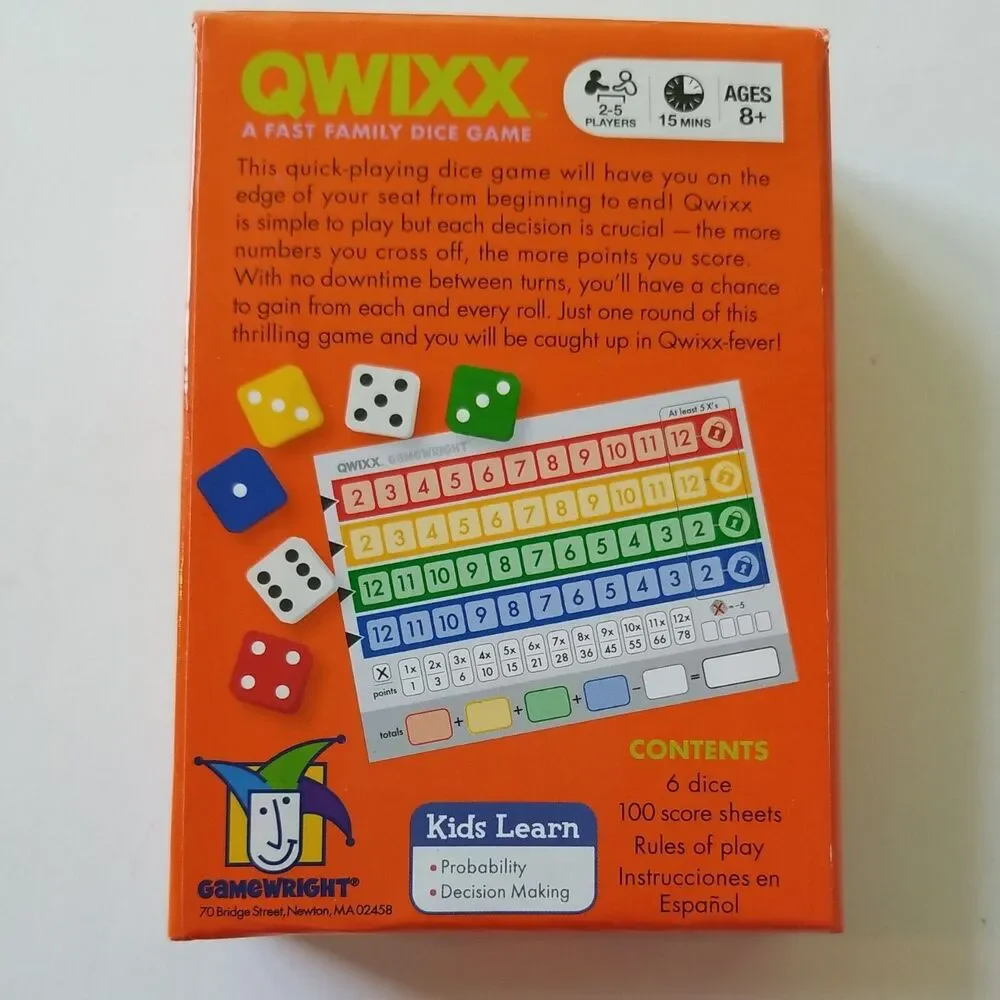 Qwixx by Gamewright - A Fast Family Dice Game Probability Strategy MENSA New